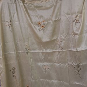 Springmaid Shower Curtain Outliner Poly  Blend Floral On Beige Satin 68"w X 72"L